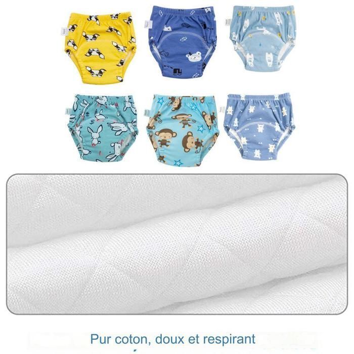 Paquete de 6 calzoncillos de entrenamiento acolchados de algodón para bebés, niñas y niños.