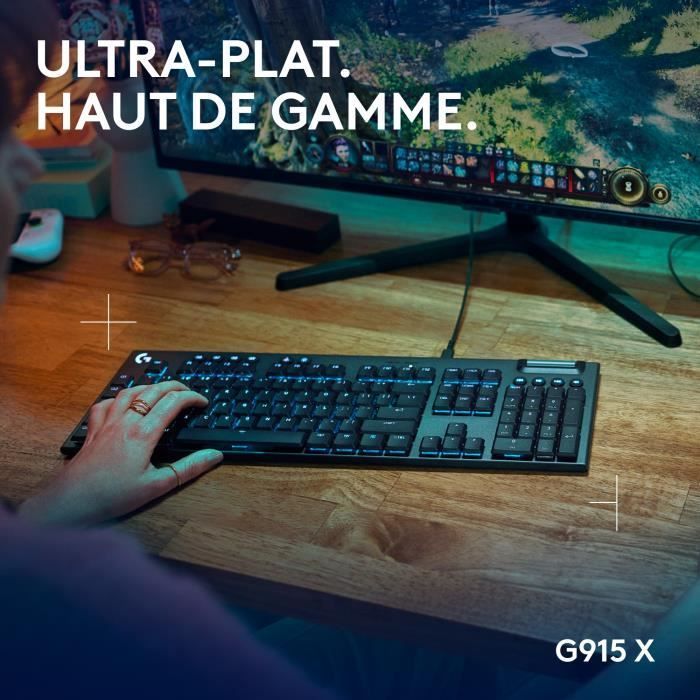 Tastiera da gioco - Cablata - Logitech G - G915 X - AZERTY - Interruttori tattili - Nera