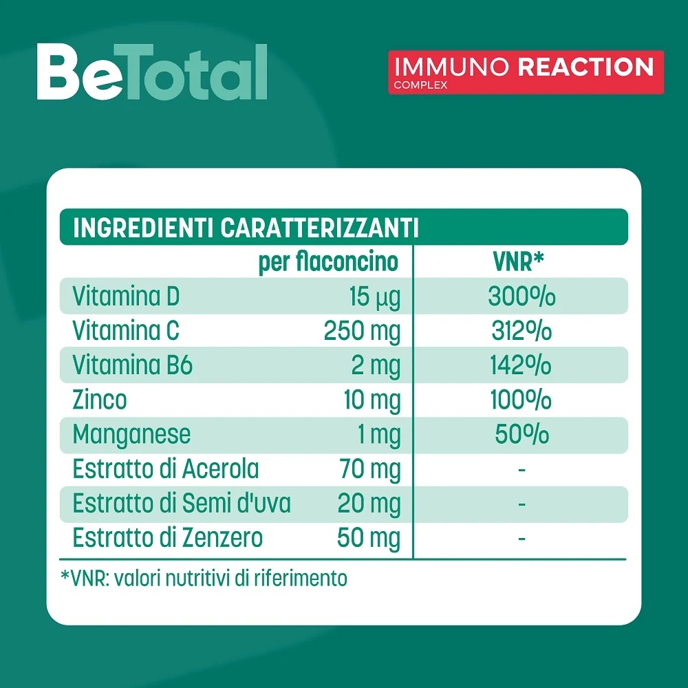 BE-TOTAL Be-Total Immuno Reaction 8 flacons Complément alimentaire Défense immunitaire Vitamine C