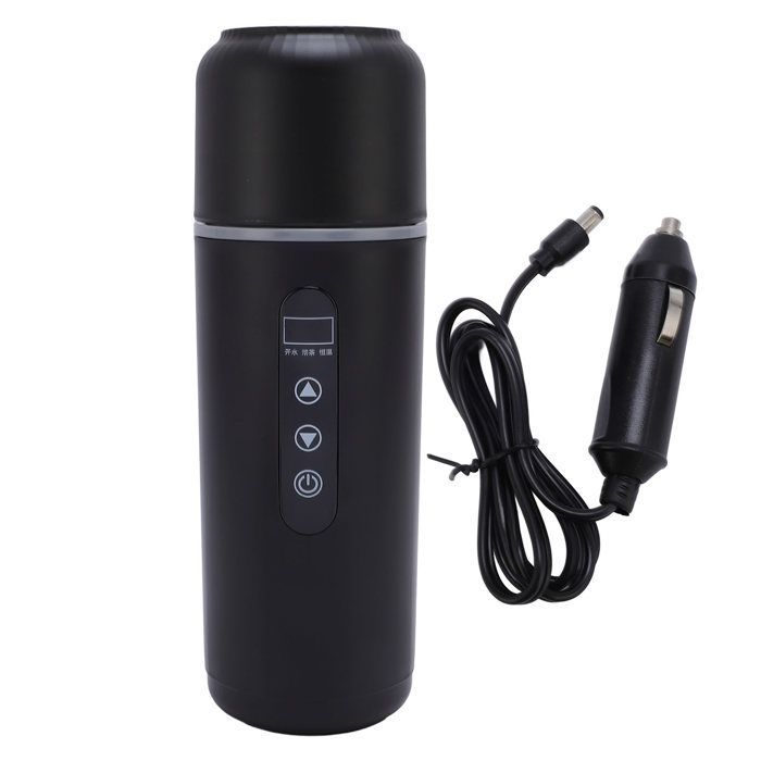 Taza eléctrica portátil para coche Vvikizy de 500 ml, hervidor eléctrico de viaje de 12 V y 24 V, color negro.