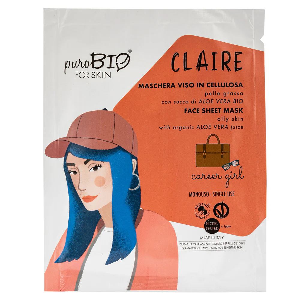 Viso CLAIRE Maschera Viso In Tessuto - Pelle Grassa - CAREER GIRL - Maschera Purificante viso