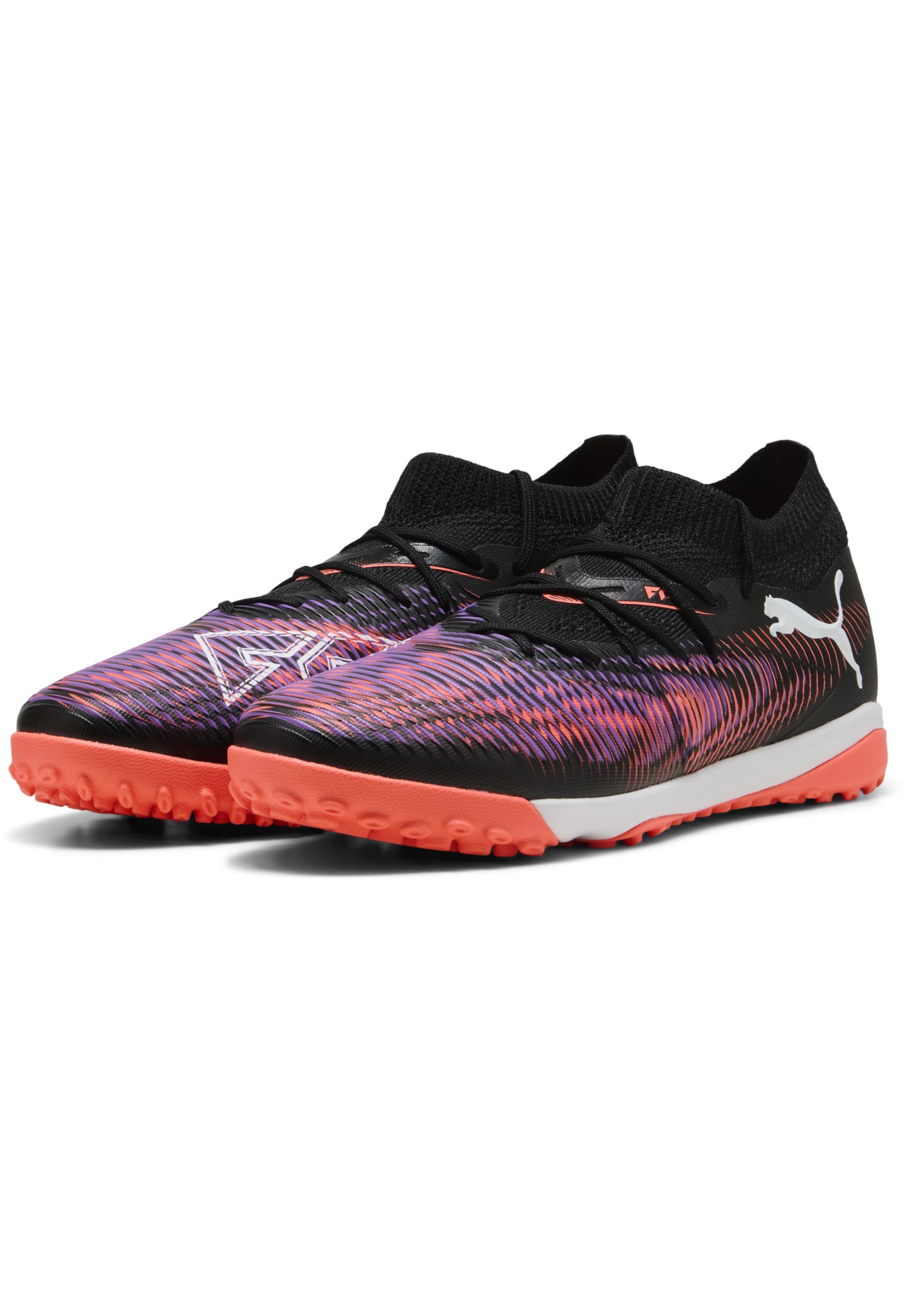 Puma FUTURE 8 MATCH TT - Rasenfußballschuhe - schwarz-weiß-leuchtend rot