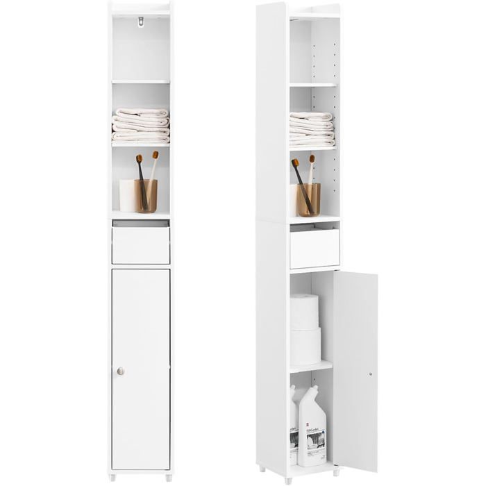 Badezimmer-Säulenschrank – SoBuy – BZR34-KW – Weiß – Feuchtigkeitsbeständig – 20 x 20 x 145 cm