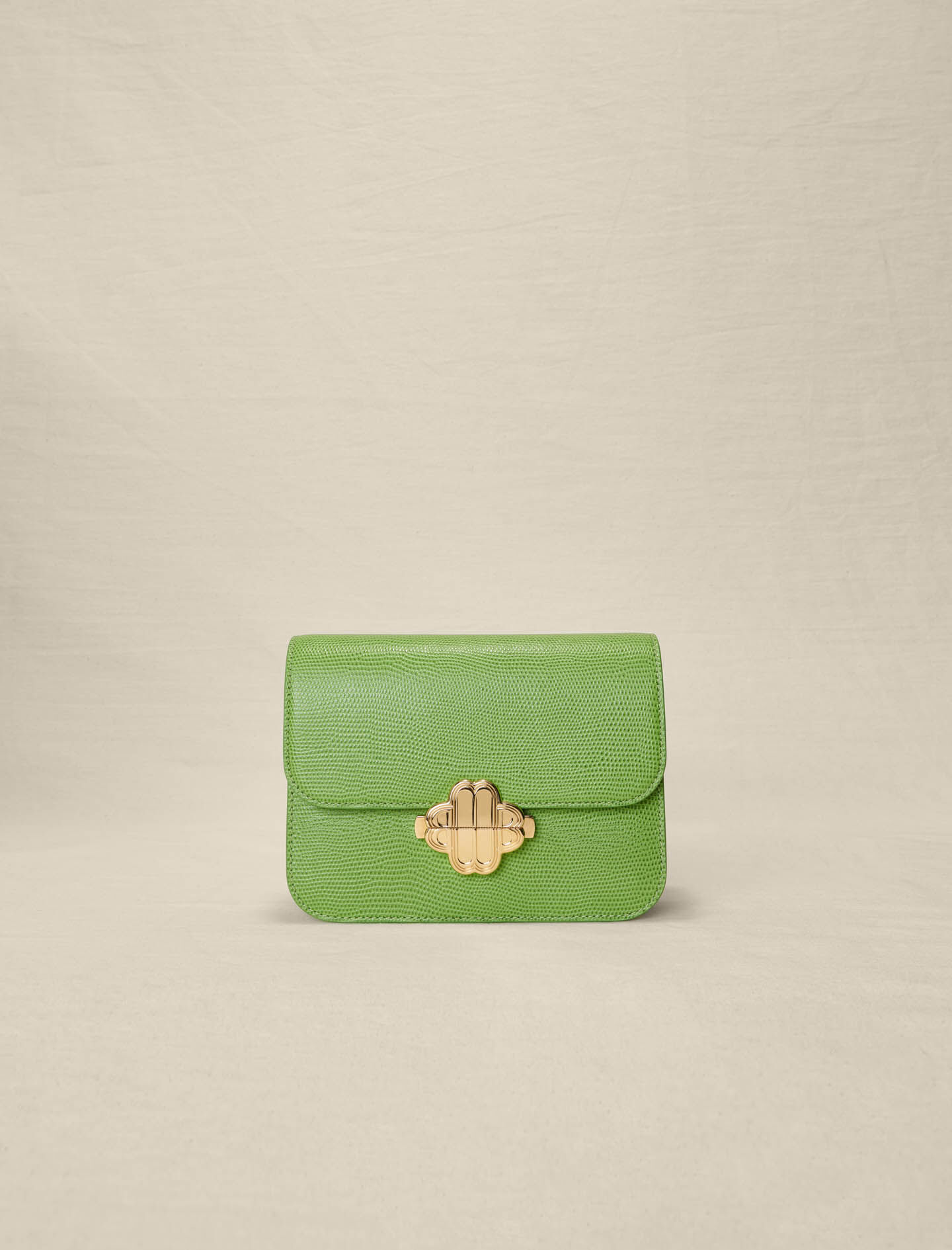 Tas van leer met hagedissenprint - VERT PALME