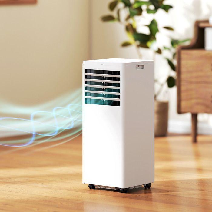Aire acondicionado portátil - HOMCOM - 7000 BTU - Refrigeración, deshumidificación, ventilador, modo nocturno - ABS - 29,7 x 28,8 x 69,7 cm - Blanco
