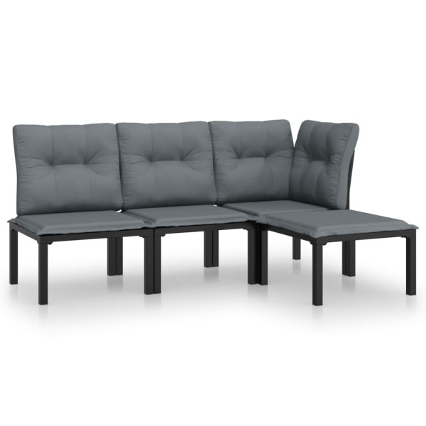 Zestaw wypoczynkowy do ogrodu Czarny Stal narożna   2x sofa środkowa
