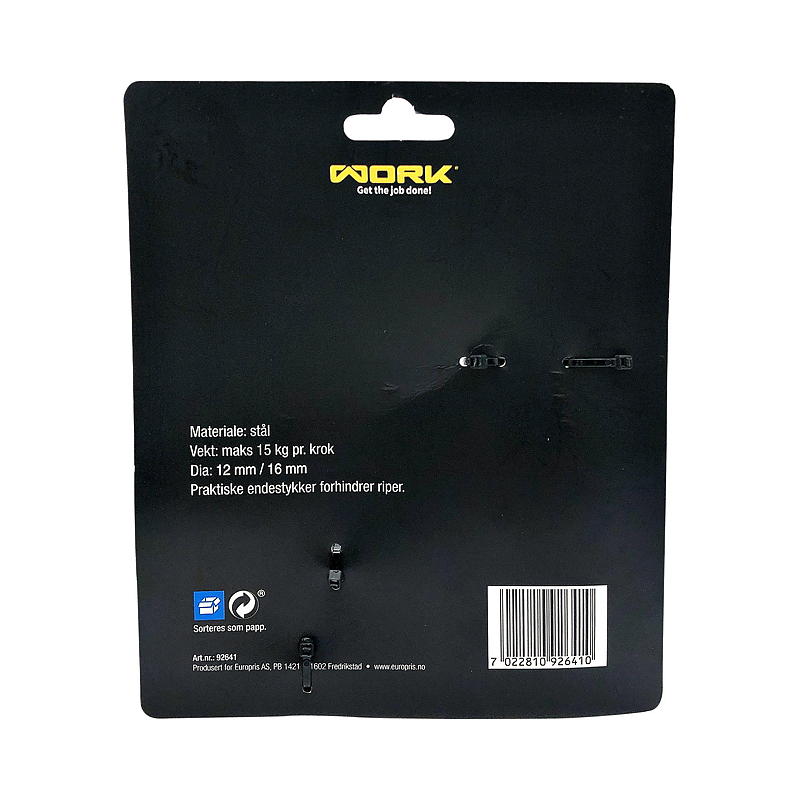 Gancho de pared Work, paquete de 4, 15 kg, acero, Work