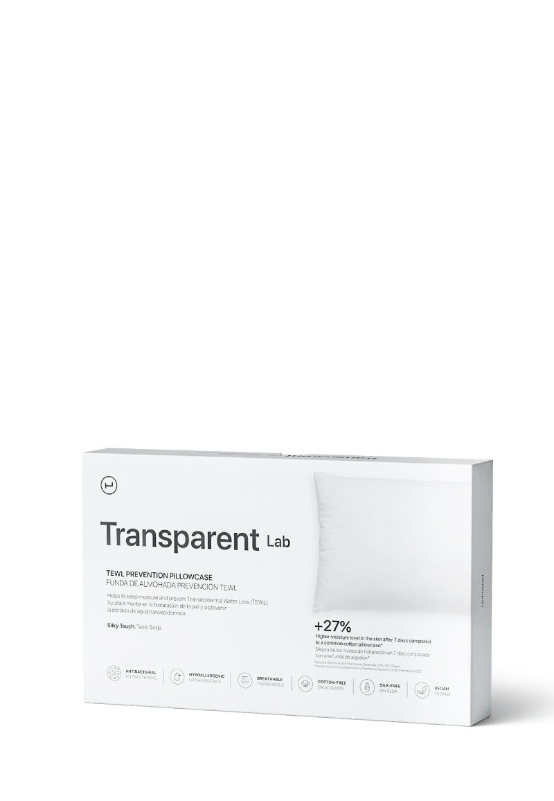 Transparante kussensloop met laboratoriumprint
