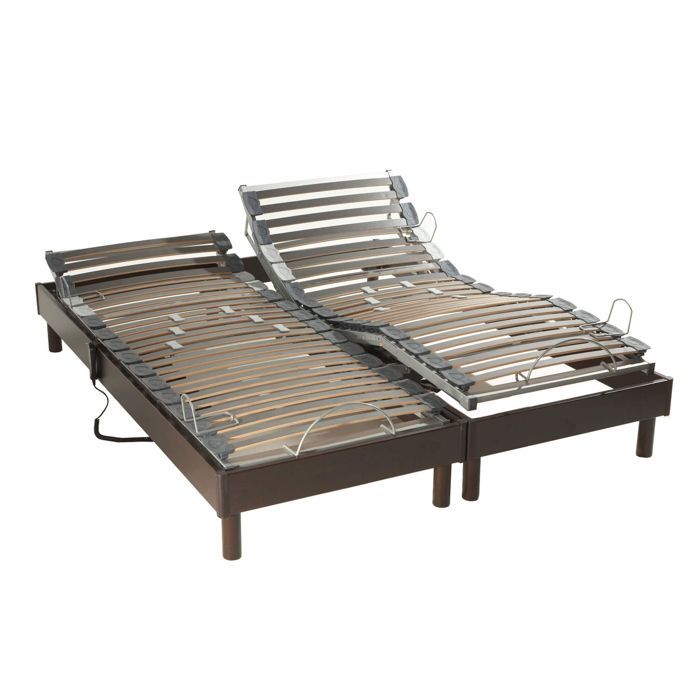 Electric adjustable bed base with wenge wood slats 2x90x200 - Wenge - 5-year warranty - Someo
