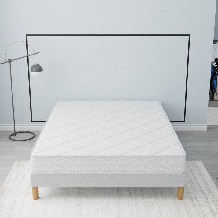 Base de cama + colchón Senso 140x200 cm | Altura 17 cm | Espuma de poliuretano | Tejido 100% poliéster | 4 patas | Confort