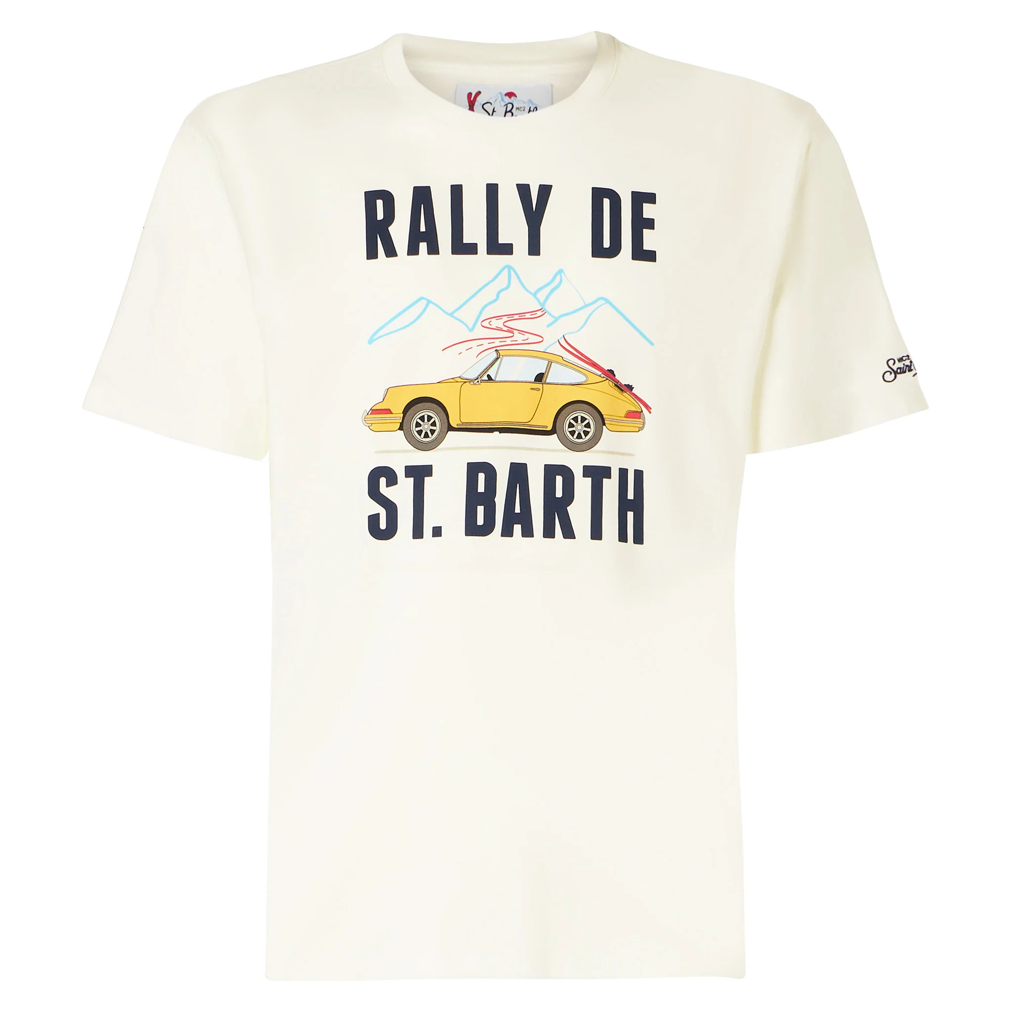 Camiseta con estampado de coche y hombre