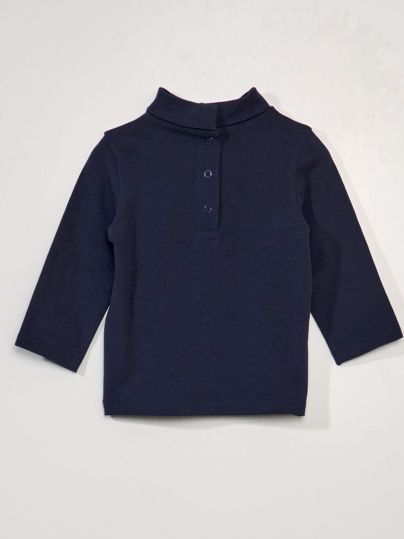 Camiseta de punto con cuello alto - AZUL