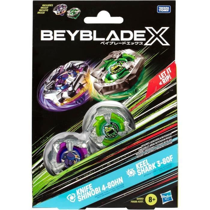 Beyblade X Dual Pack Knife Shinobi 4-80HN and Keel Shark 3-80F
