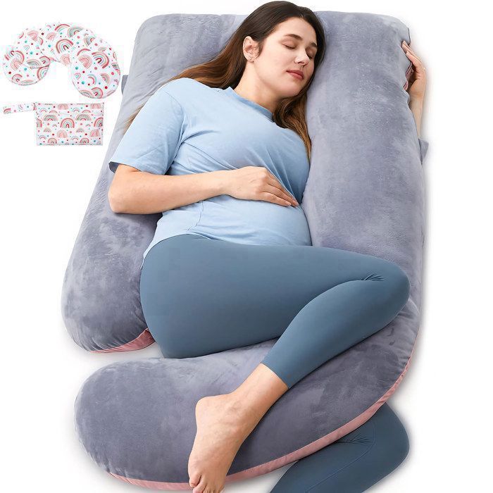 Cuscino per la gravidanza e l'allattamento BYONDSELF®, ideale per dormire e allattare, con fodera in velluto sfoderabile e lavabile.