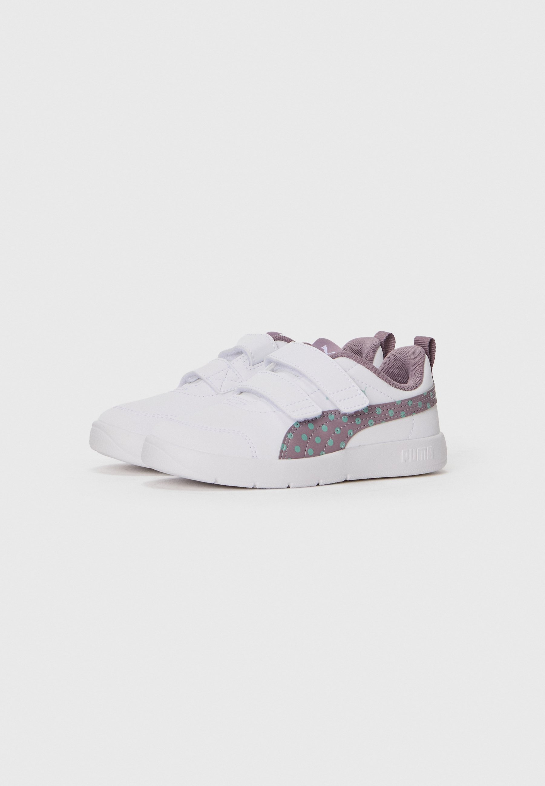 Puma COURTFLEX V3 DOTTY UNISEXE - Chaussures de trail - blanc/prune/vert mousse clair