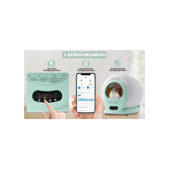 SogesHome 65L Bac à Litière auto-nettoyant, Adaptatif Chats, Maison de Toilette, Elimine les odeurs, Contrôlé APP，sécurité enfant