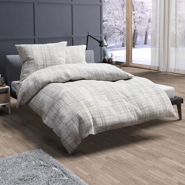 Sengetøy i vinterjersey, 135 x 200 cm, beige