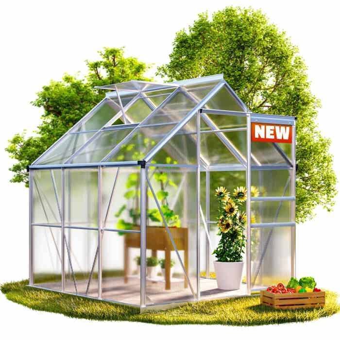 GARDEBRUK® Aluminium Tuinkas 3,6 m² 190 x 190 cm 1 Dakraam Kas voor tomaten, groenten, bloemen, overwintering, zaailingen 5,8 m³