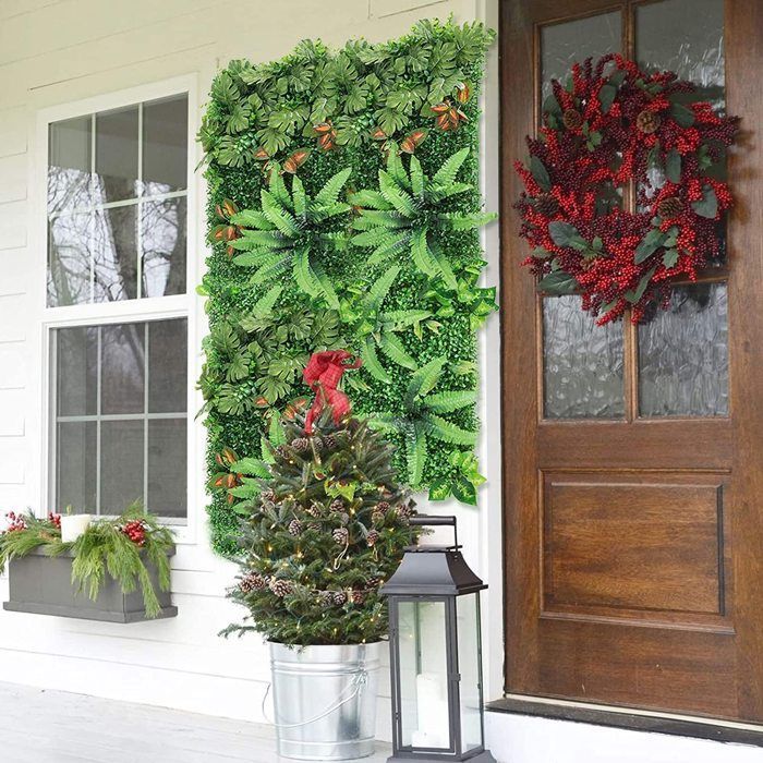 2 stuks kunstplanten wandpanelen, nep plantenpanelen met bladeren, realistische plantendecoratie 60 x 40 cm