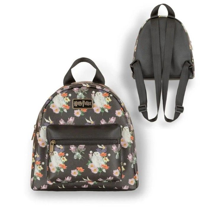 Mochila pequeña de Harry Potter con la flor de Hedwig - Negra