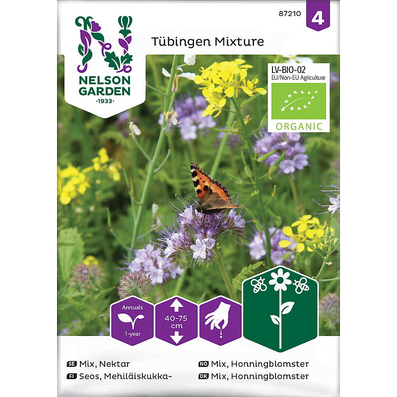 Mélange de graines de jardin Nelson, fleurs miel, biologique
