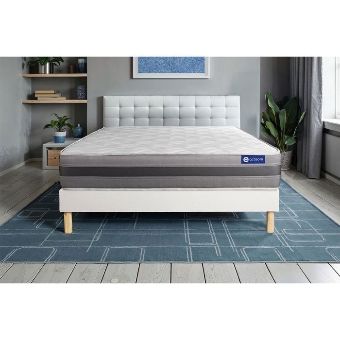 Madrass- och sängbottenset 80x200 cm - Vit sängbotten (montering krävs) - Actimemo Relax