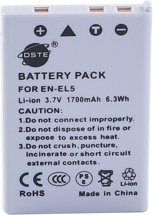 Confezione da 2 batterie di ricambio per Nikon EN-EL5 Coolpix P510 P520 P530 P5000 P5100 P6000 S10 3700 4200 5200 5900 7900 P3 P4 P80 P90 P100