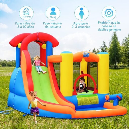 Château gonflable avec toboggan et souffleur de 400-450 W