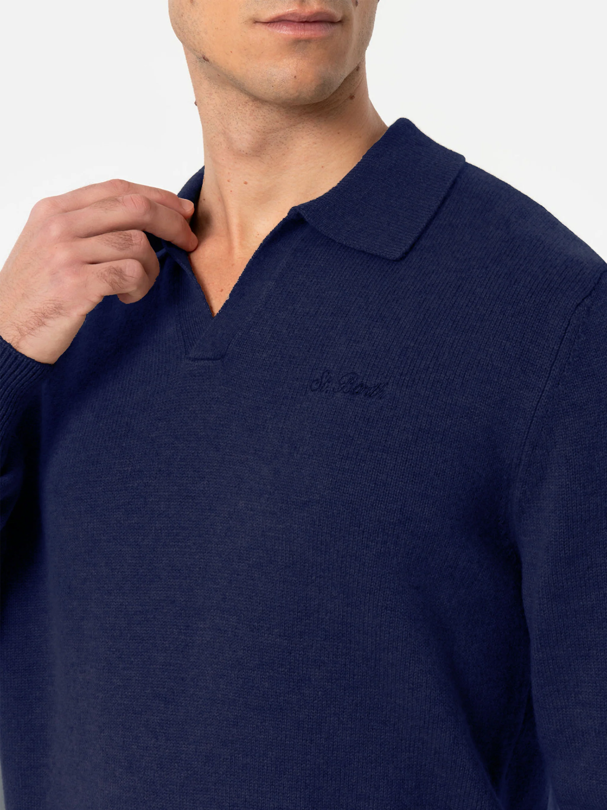 Polo bleu marine Covent en pur cachemire
