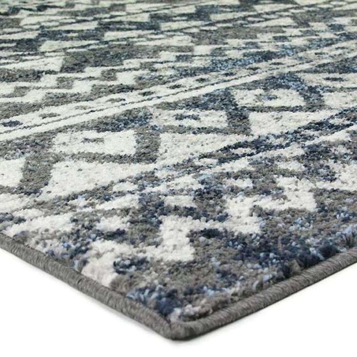 Tapis  toucher laineux motifs berbères gris bleu 133x190