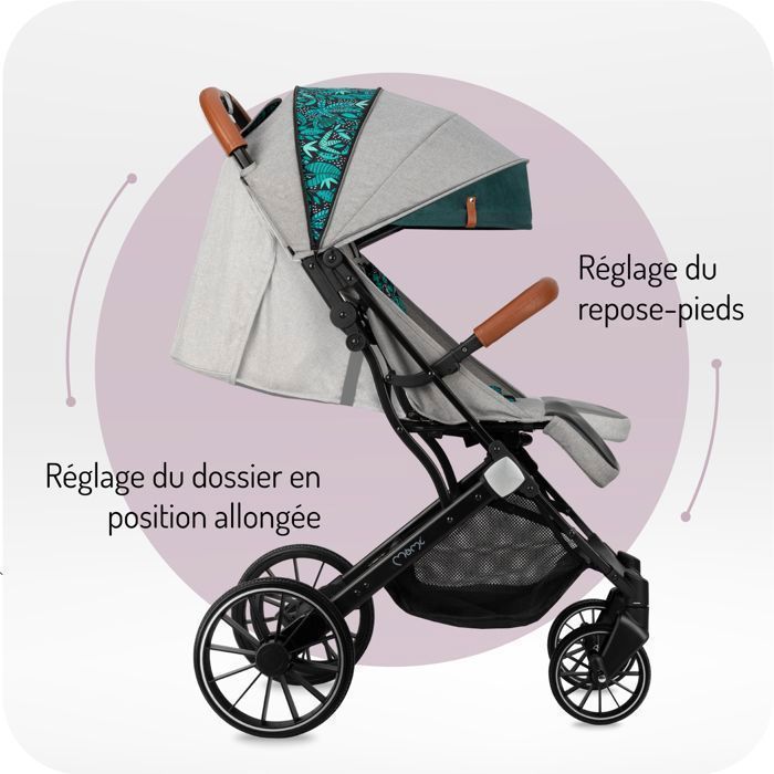 MoMi ESTELLE DAKAR – Passeggino ultracompatto – Ruote grandi – Facile da piegare – Accessori inclusi – Verde