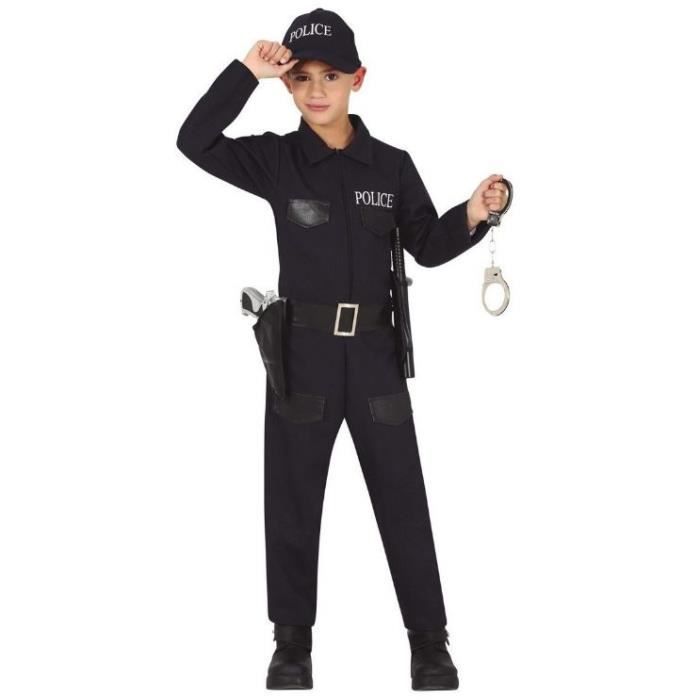 Junior police uniform - Fiestas Guirca - Black - Polyester - Size 116 - Accessories not included