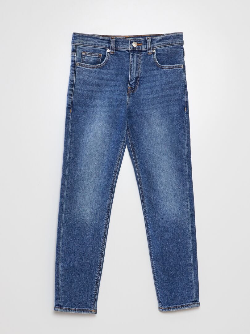 Calça jeans slim de cintura alta ajustável - AZUL