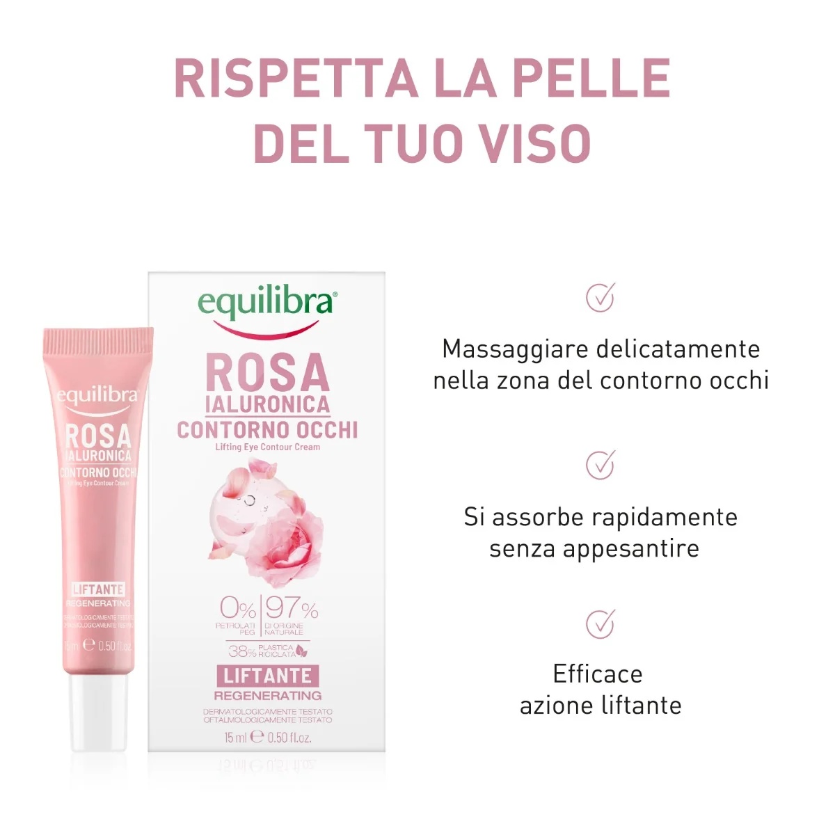 EQUILIBRA Equilibra Hyaluronic Rose Lifting Eye Contour 15 ml liftende emulsie