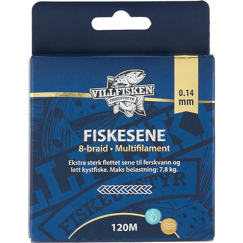 Villfisken Fiskesnøre 8-flet 0,14 mm, 120 m, Villfisken