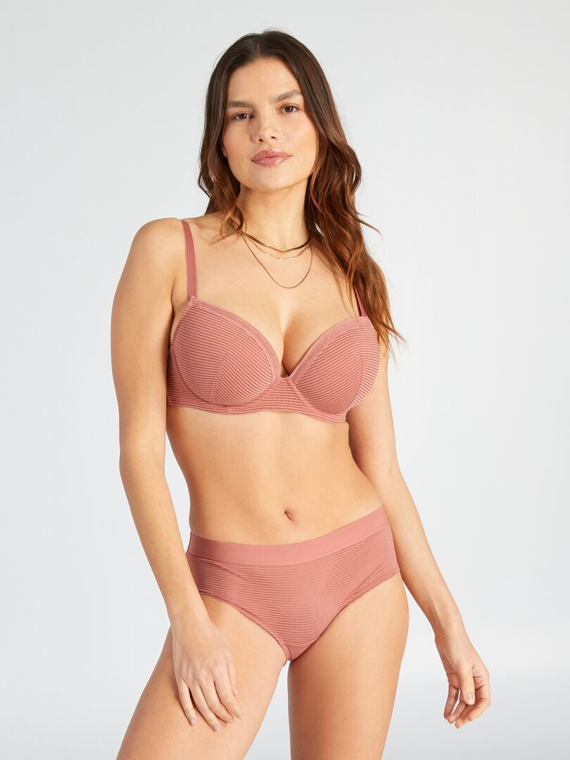D&E Feinstreifen-BH aus perforierter Mikrofaser – PINK
