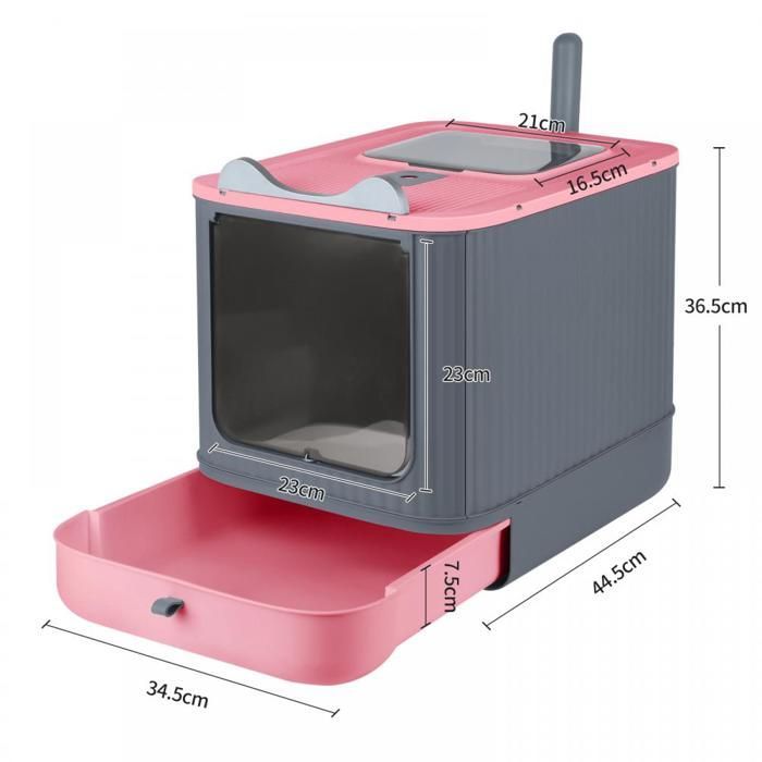 MIPAN. Arenero cerrado - Casita para gatos - Con pala - 44,5 x 36,5 x 34,5 cm - Rosa