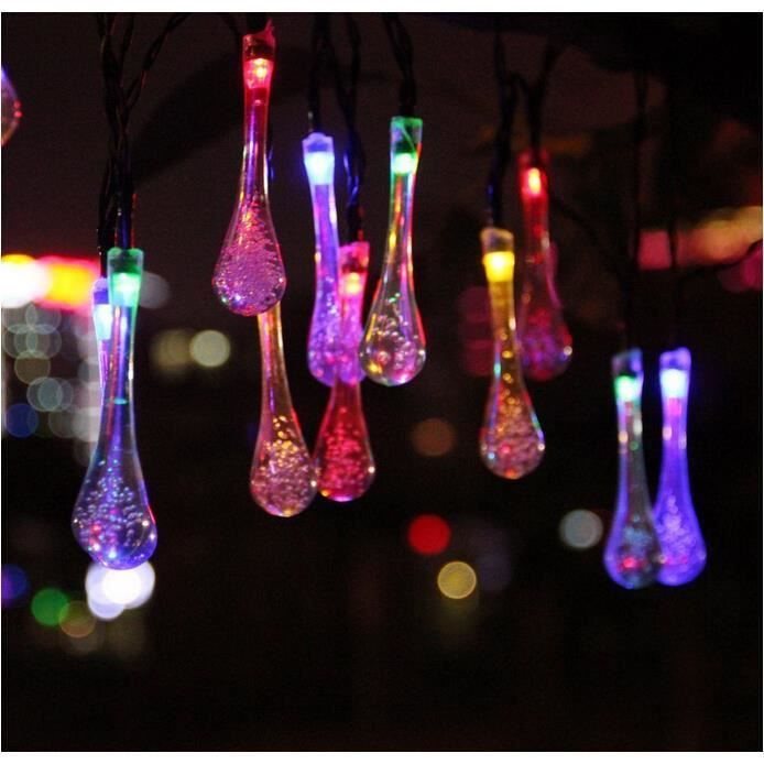 Guirnalda de luces solares RGB para exteriores de 5 m, 20 LED en forma de lágrima, decoración para jardín, Navidad, boda, fiesta, Halloween.