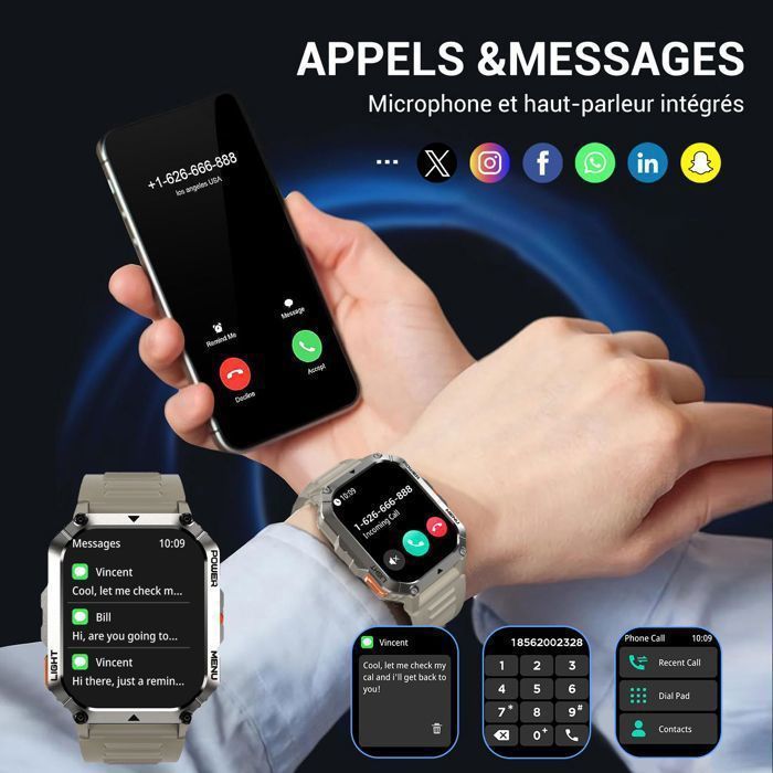 Blackview Montre Connectée Homme Appel 900mAh Boussole 2.01