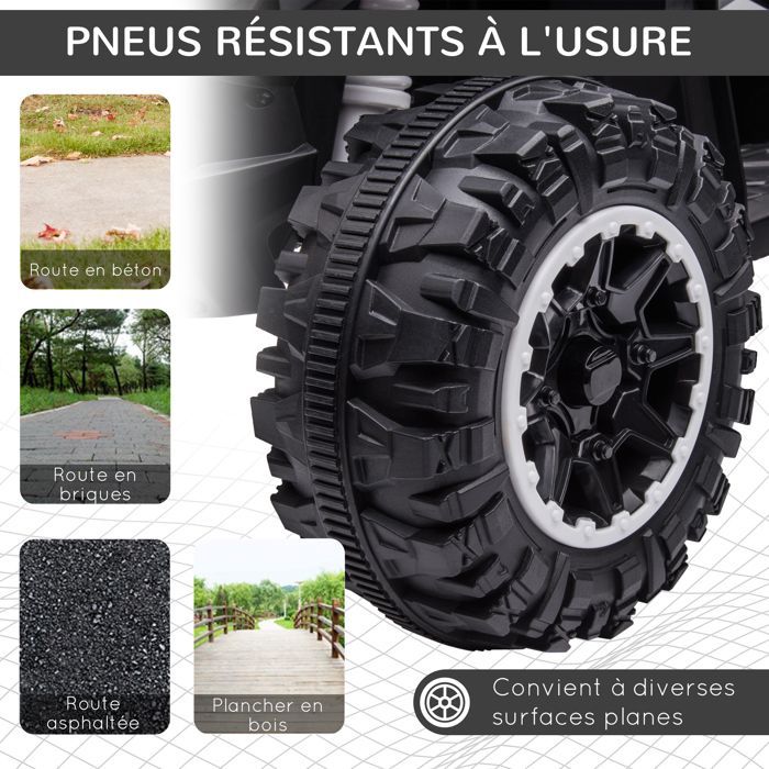 Elektrische quad - HOMCOM - kinderquad 12V 2 motoren 2 snelheden 3-6 km/u LED-koplampen claxon - PP - wit