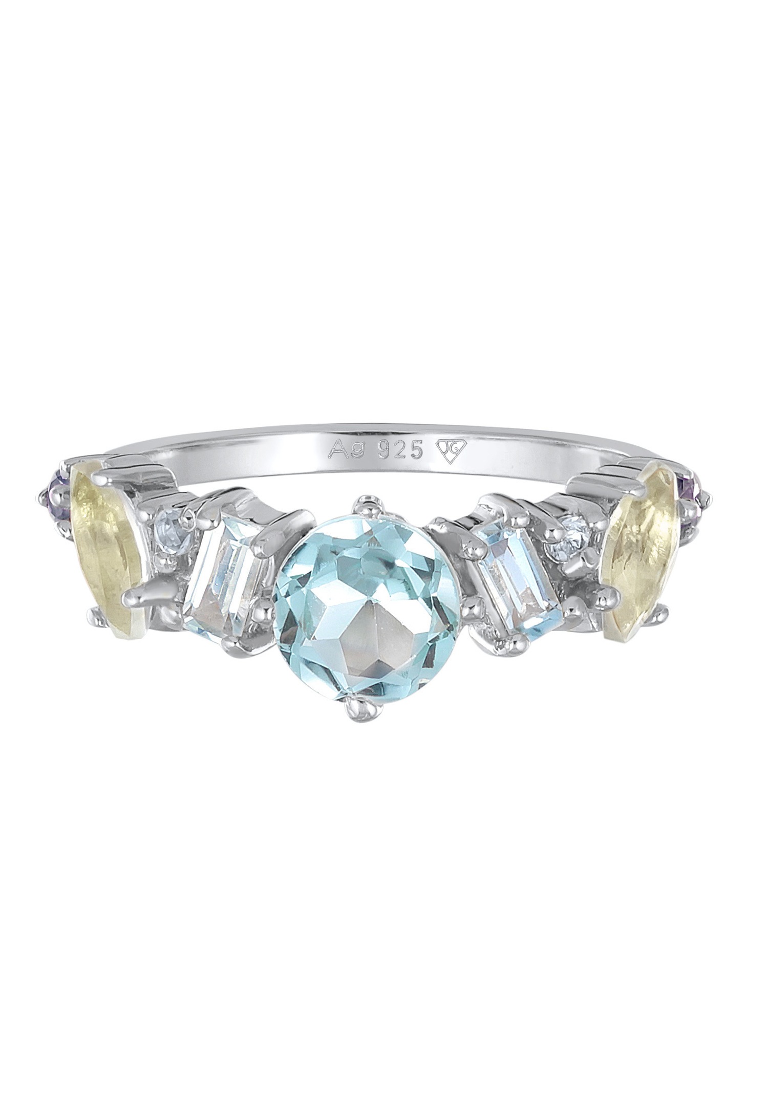 Elli PREMIUM Elli PREMIUM Bague Femmes Classique avec topaze, pierre de lune et améthyste en argent sterling 925 plaqué or