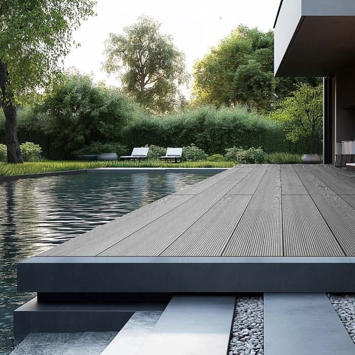 Kit complet de terrasse WPC HOME DELUXE SAMANA - Gris clair 2m²