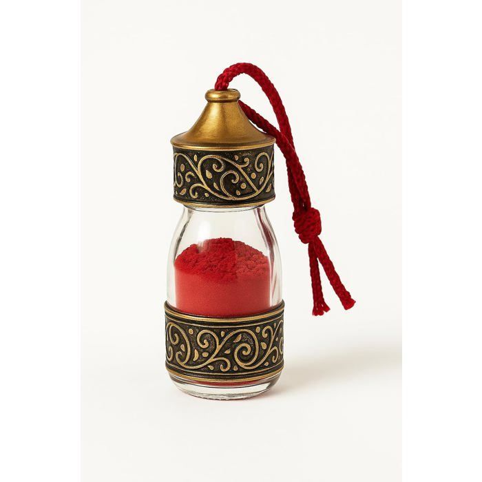 Aker Fassi Powder from Morocco, 100% Natural – Glass Bottle Decorated with Traditional Brass – Face & Lip Beauty – 50g