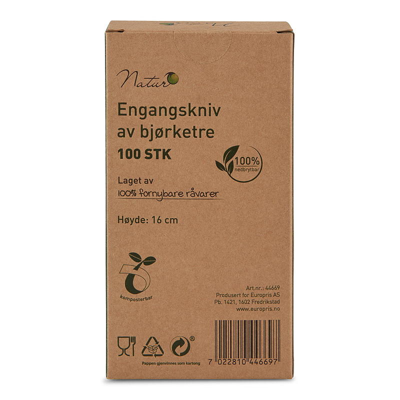 Nature engangskniver 100-pakning, laget av tre