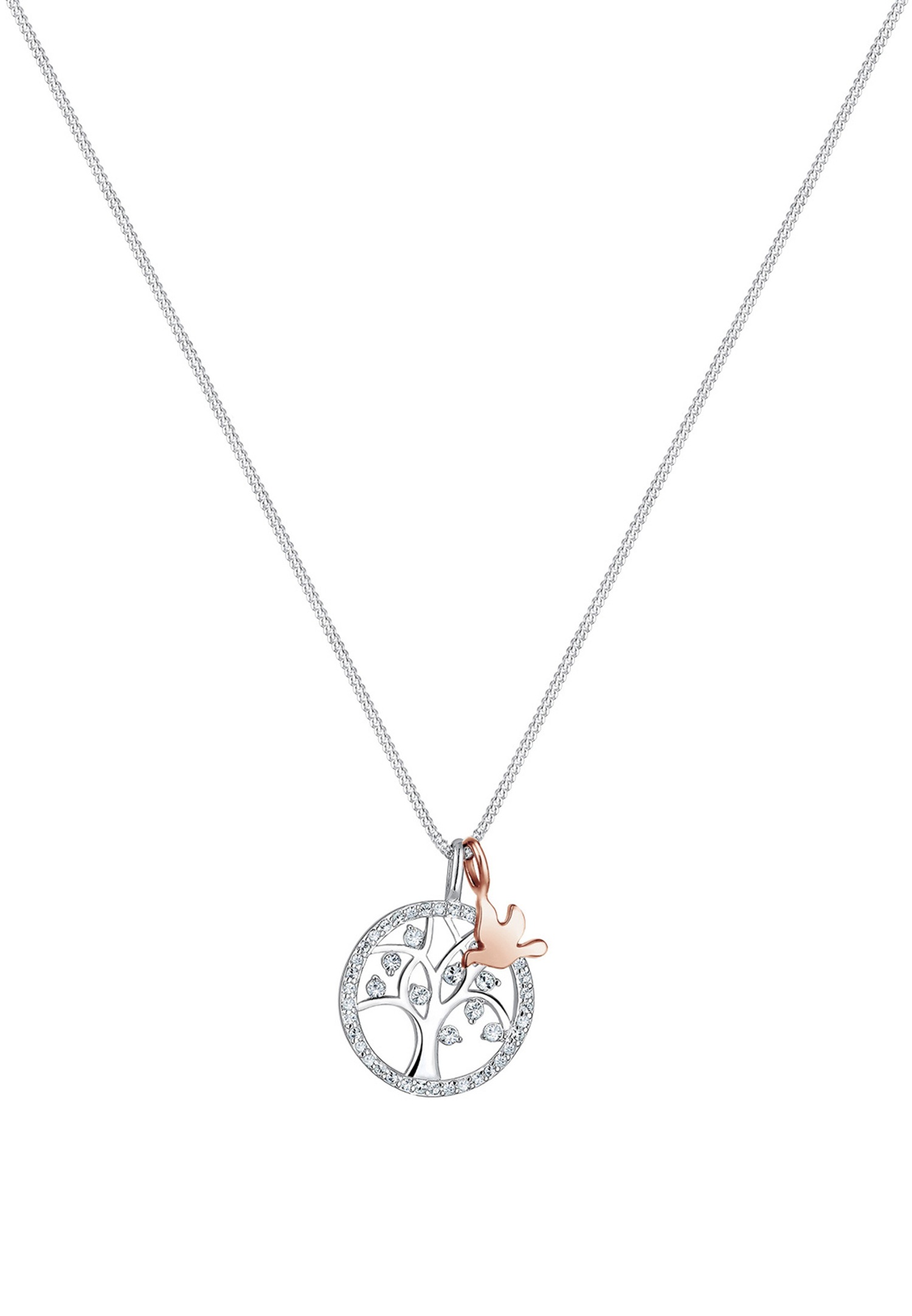 Elli PREMIUM Femmes Arbre de vie en bicolore tendance avec cristaux en argent sterling 925