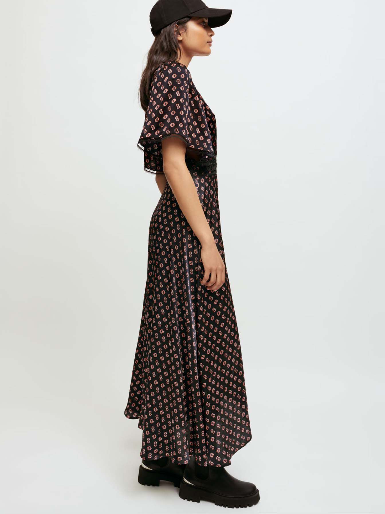 Zijden sjaaljurk met M-monogramprint M Noir petit