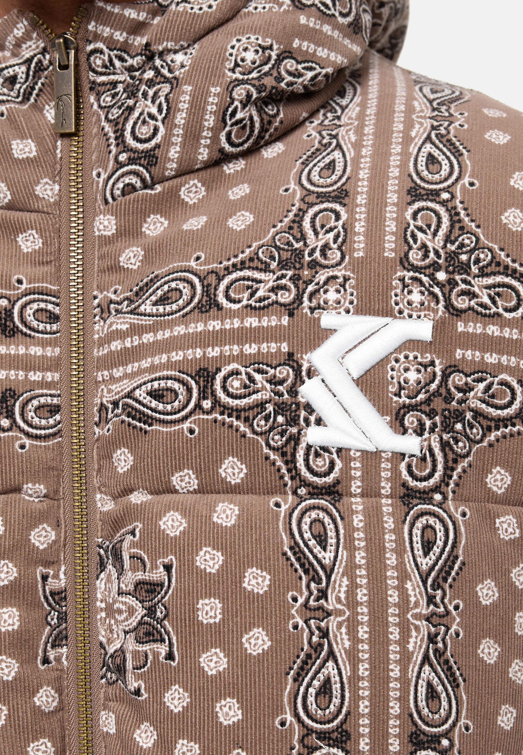 Doudoune à capuche à motifs cachemire Karl Kani - Veste d'hiver - taupe foncé