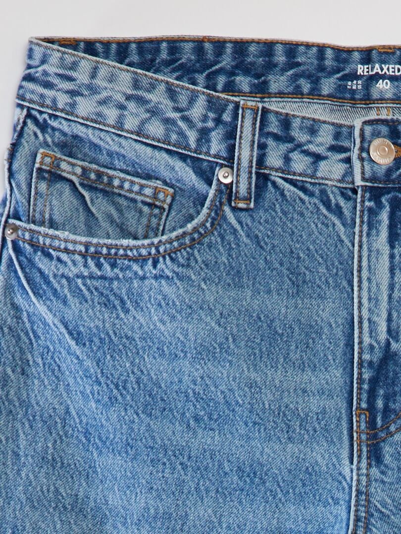 Calça jeans destroyed de modelagem relaxada - AZUL
