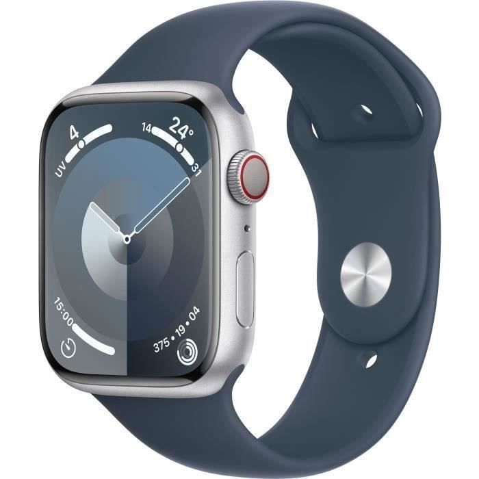 Apple Watch Series 9 GPS - 45 mm - Caja de aluminio plateado - Correa deportiva azul tormenta - (2023) - Reacondicionado - Excelente