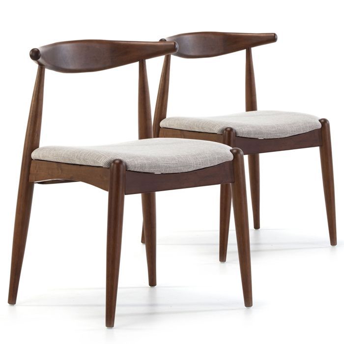 VS Venta-stock Pack 2 chaises Corzo Color Noyer, Bois Massif, 52,5 cm (Longueur) 50 cm (Profondeur) 74,5 cm (Hauteur)